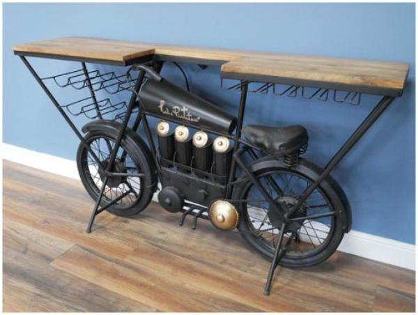 Product photograph of Dutch Mango Wood And Iron Bike Bar from Choice Furniture Superstore.