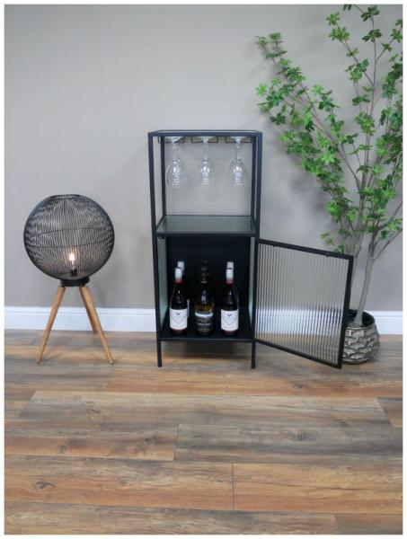 Product photograph of Dutch Black Metal 1 Door Wine Cabinet from Choice Furniture Superstore.