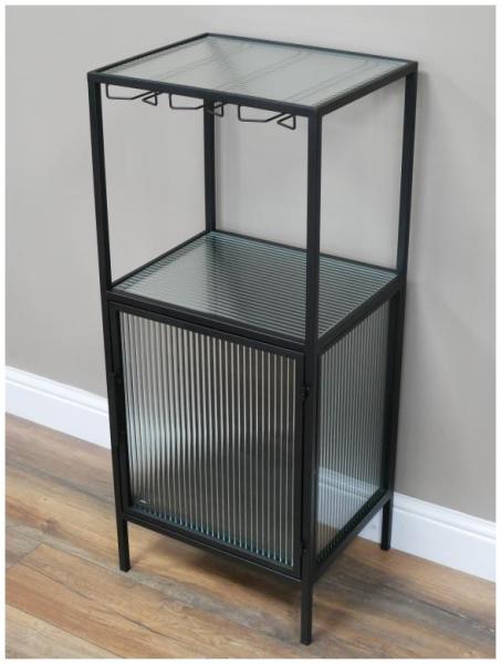 Product photograph of Dutch Black Metal 1 Door Wine Cabinet from Choice Furniture Superstore.