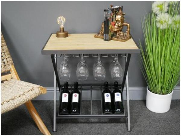 Product photograph of Dutch Metal And Fir Wood Wine Side Table from Choice Furniture Superstore.