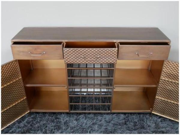 Product photograph of Dutch Copper 2 Door 3 Drawer Wine Medium Sideboard from Choice Furniture Superstore.