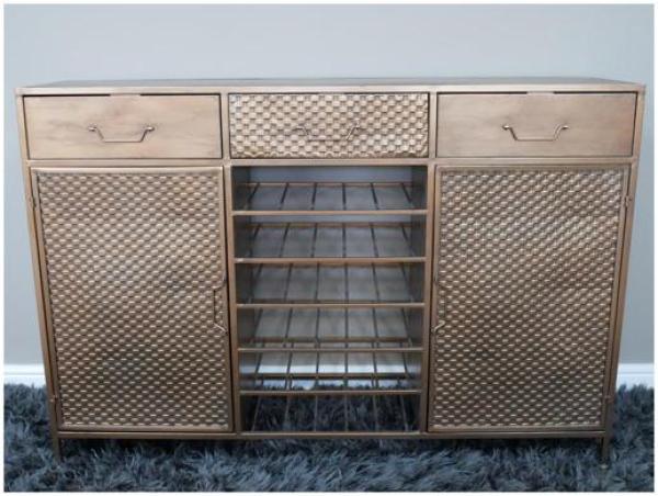 Product photograph of Dutch Copper 2 Door 3 Drawer Wine Medium Sideboard from Choice Furniture Superstore.