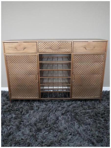 Product photograph of Dutch Copper 2 Door 3 Drawer Wine Sideboard from Choice Furniture Superstore.