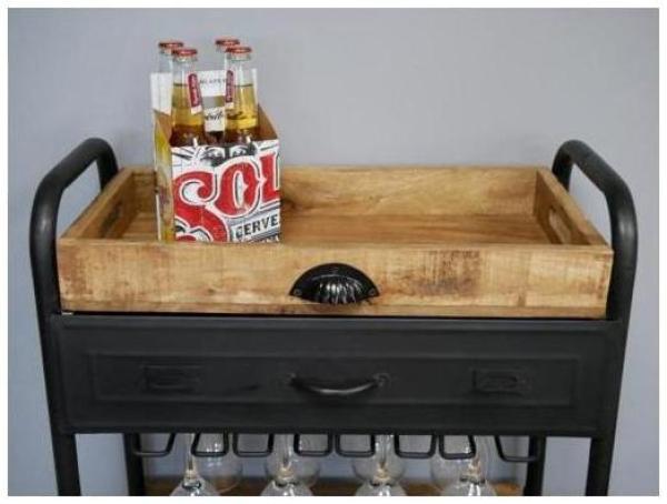 Product photograph of Dutch Black Metal Wine Trolley from Choice Furniture Superstore.