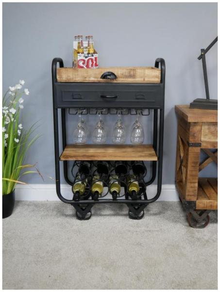 Product photograph of Dutch Black Metal Wine Trolley from Choice Furniture Superstore.