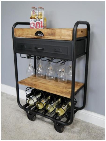 Product photograph of Dutch Black Metal Wine Trolley from Choice Furniture Superstore.