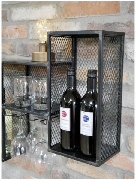 Product photograph of Dutch Black Metal Wine Wall Cabinet from Choice Furniture Superstore.