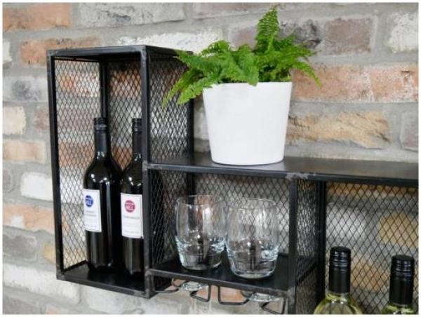 Product photograph of Dutch Black Metal Wine Wall Cabinet from Choice Furniture Superstore.