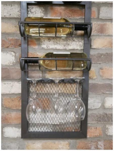 Product photograph of Dutch Metal Wine Wall Unit from Choice Furniture Superstore.