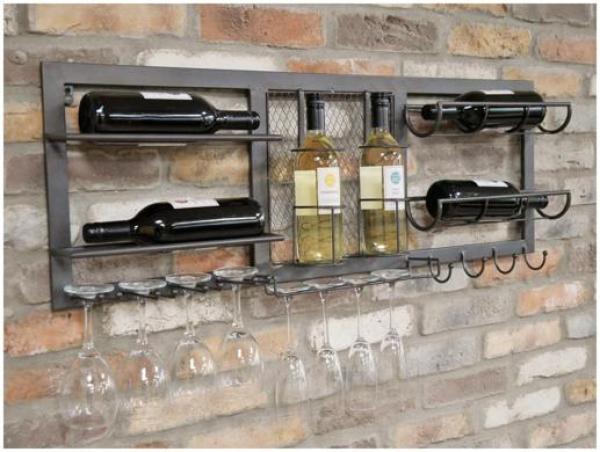 Product photograph of Dutch Metal Small Wine Wall Unit from Choice Furniture Superstore.