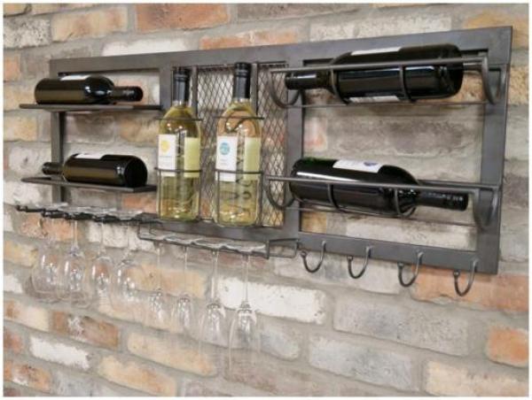 Product photograph of Dutch Metal Small Wine Wall Unit from Choice Furniture Superstore.
