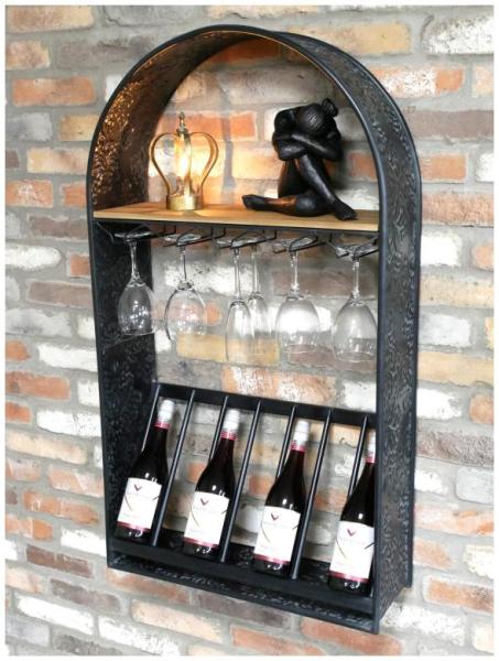 Product photograph of Dutch Black Metal 9 Bottle Wine Wall Unit - 9361 from Choice Furniture Superstore.