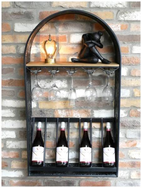 Product photograph of Dutch Black Metal 9 Bottle Wine Wall Unit - 9361 from Choice Furniture Superstore.