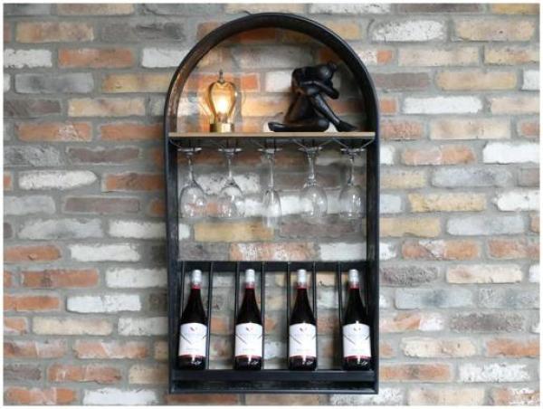 Product photograph of Dutch Black Metal 9 Bottle Wine Wall Unit - 9361 from Choice Furniture Superstore.