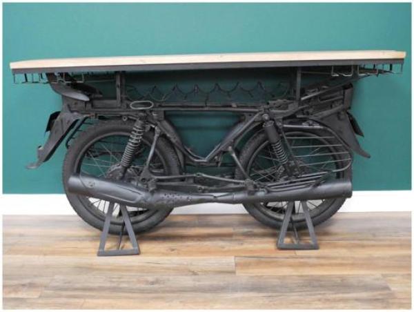 Product photograph of Dutch Recycled Mango Wood Motorbike Bar from Choice Furniture Superstore.
