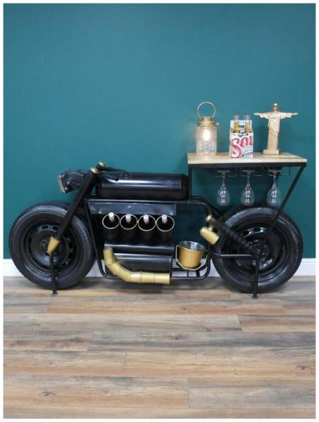 Product photograph of Dutch Mango Wood And Iron Motorbike Bar from Choice Furniture Superstore.