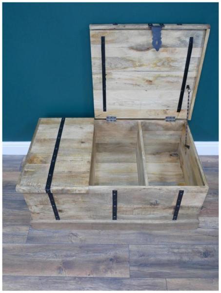 Product photograph of Dutch Mango Wood Trunk With Wine Bottle Storage from Choice Furniture Superstore.