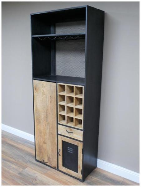 Product photograph of Dutch Mango Wood And Metal 1 Door 1 Drawer Large Bar Cabinet from Choice Furniture Superstore.