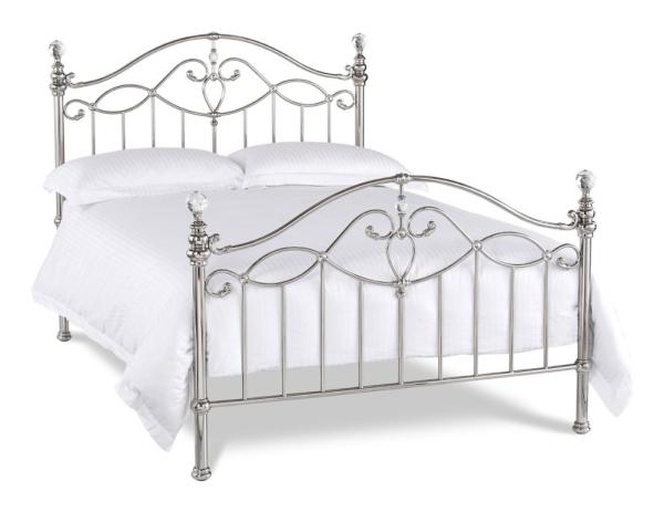 Product photograph of Bentley Designs Elena Shiny Nickel 4ft Small Double Bedstead from Choice Furniture Superstore.