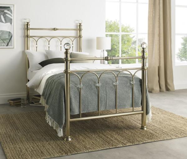 Product photograph of Bentley Designs Krystal Champagne Brass 3ft Single Bedstead from Choice Furniture Superstore.