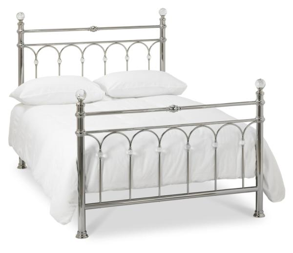 Product photograph of Bentley Designs Krystal Shiny Nickel 4ft 6in Double Bedstead from Choice Furniture Superstore.