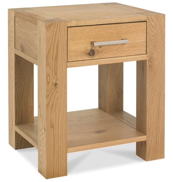 Product photograph of Bentley Designs Turin Light Oak Lamp Table With Drawer from Choice Furniture Superstore.