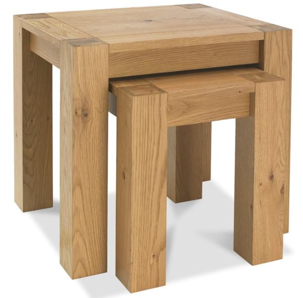 Product photograph of Bentley Designs Turin Light Oak Nest Of Lamp Tables from Choice Furniture Superstore.