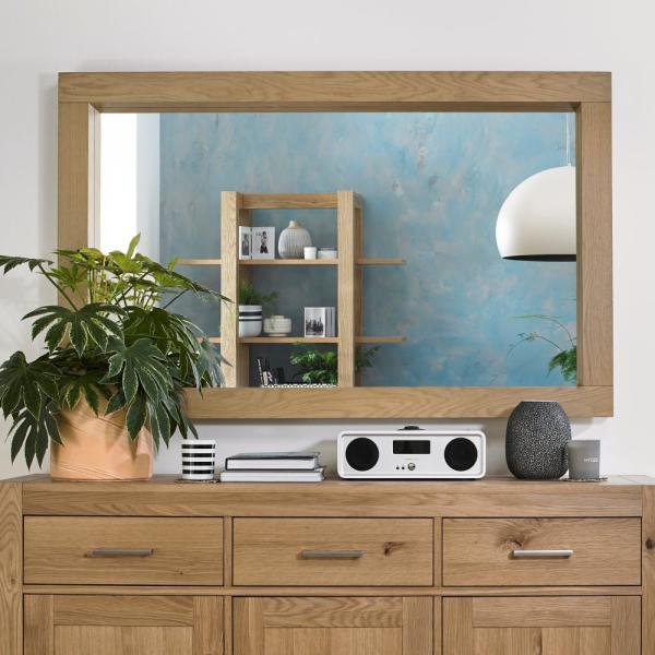 Product photograph of Bentley Designs Turin Light Oak Landscape Mirror from Choice Furniture Superstore.