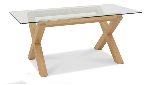 Product photograph of Bentley Designs Turin Light Oak Glass Top 6 Seater Rectangular Dining Table from Choice Furniture Superstore.