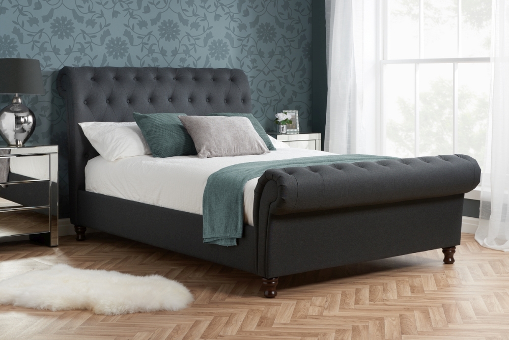 Product photograph of Castello Charcoal Polyster Bed from Choice Furniture Superstore.