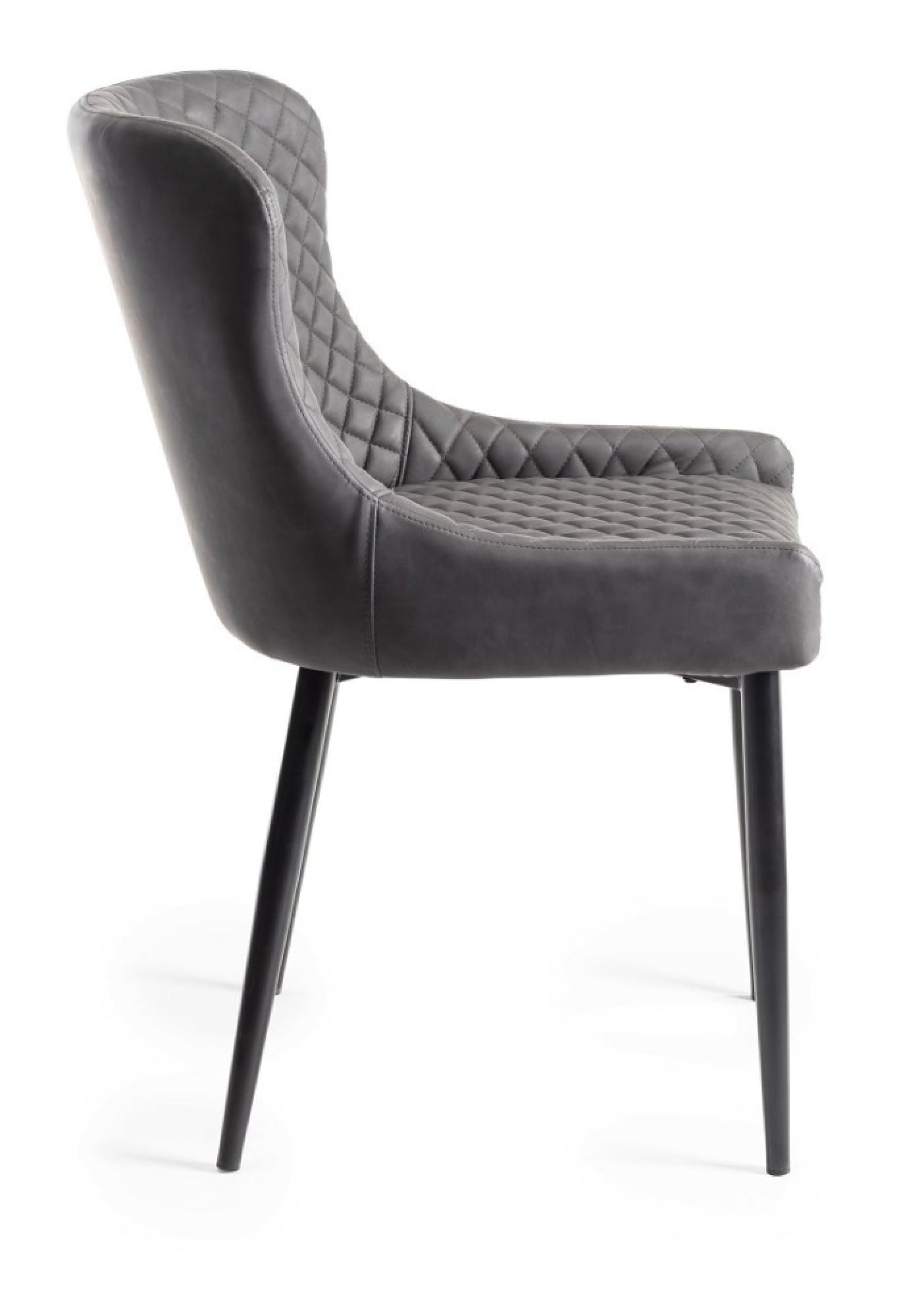 Product photograph of Bentley Designs Cezanne Dark Grey Faux Leather Dining Chair With Black Legs Sold In Pairs from Choice Furniture Superstore.