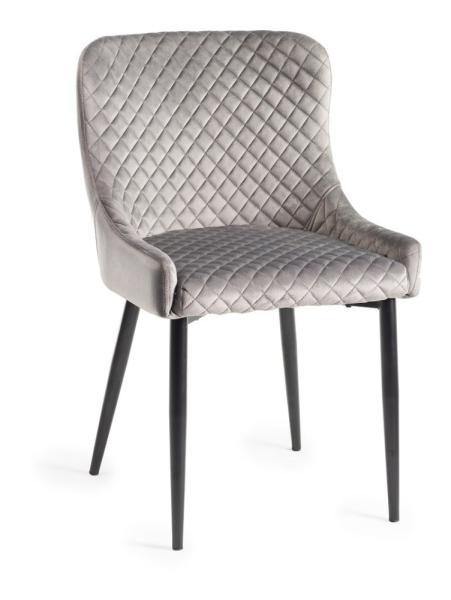 Product photograph of Bentley Designs Cezanne Grey Velvet Fabric Dining Chair With Black Legs Sold In Pairs from Choice Furniture Superstore.