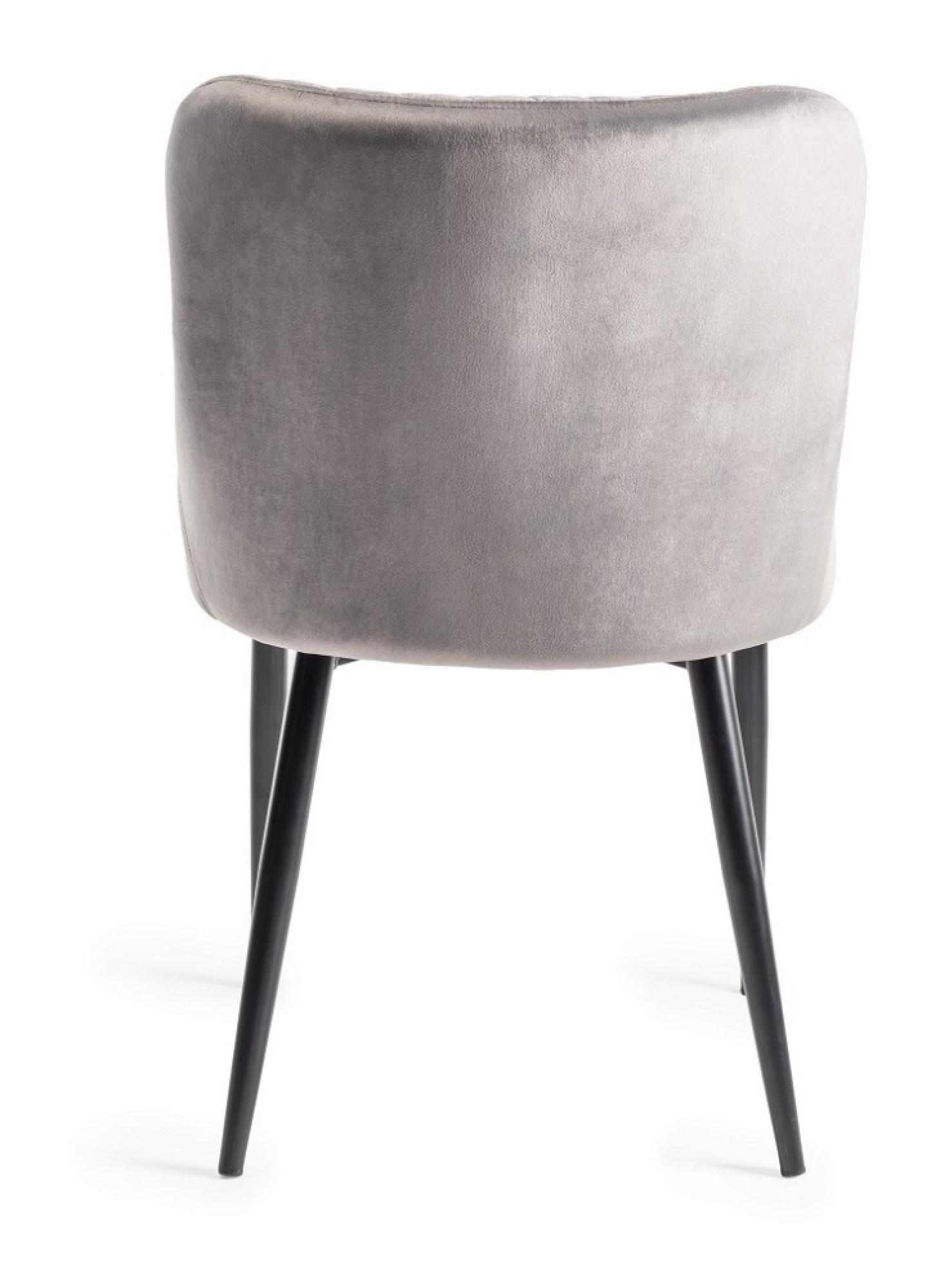 Product photograph of Bentley Designs Cezanne Grey Velvet Fabric Dining Chair With Black Legs Sold In Pairs from Choice Furniture Superstore.