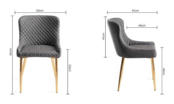 Product photograph of Bentley Designs Cezanne Dark Grey Faux Leather Dining Chair With Gold Legs Sold In Pairs from Choice Furniture Superstore.