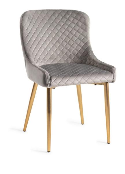 Product photograph of Bentley Designs Cezanne Grey Velvet Fabric Dining Chair With Gold Legs Sold In Pairs from Choice Furniture Superstore.