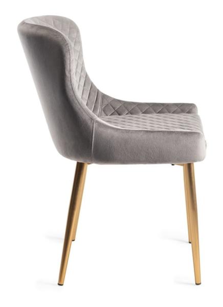 Product photograph of Bentley Designs Cezanne Grey Velvet Fabric Dining Chair With Gold Legs Sold In Pairs from Choice Furniture Superstore.