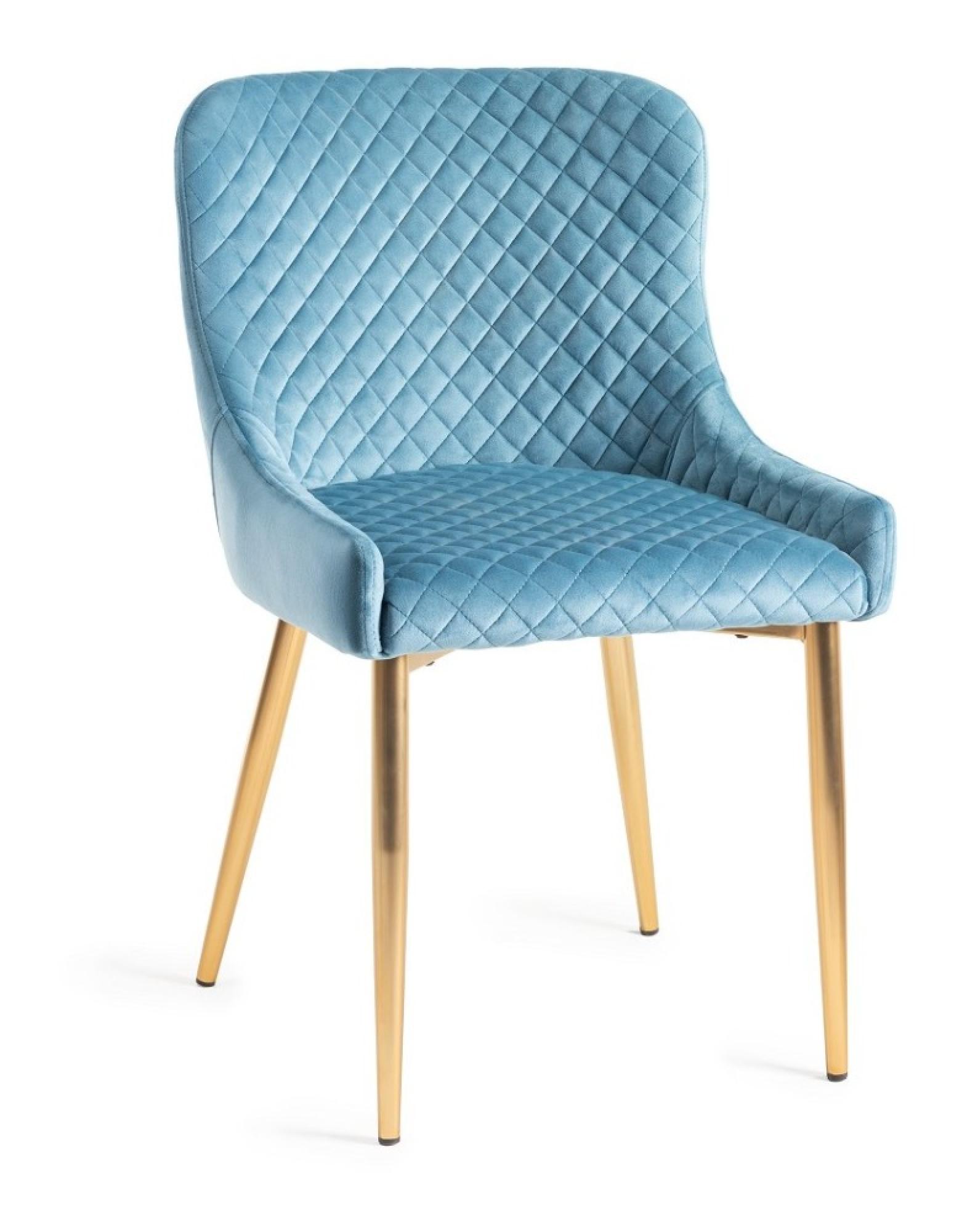 Product photograph of 2 X Bentley Designs Cezanne Petrol Blue Velvet Fabric Dining Chair With Gold Legs from Choice Furniture Superstore.