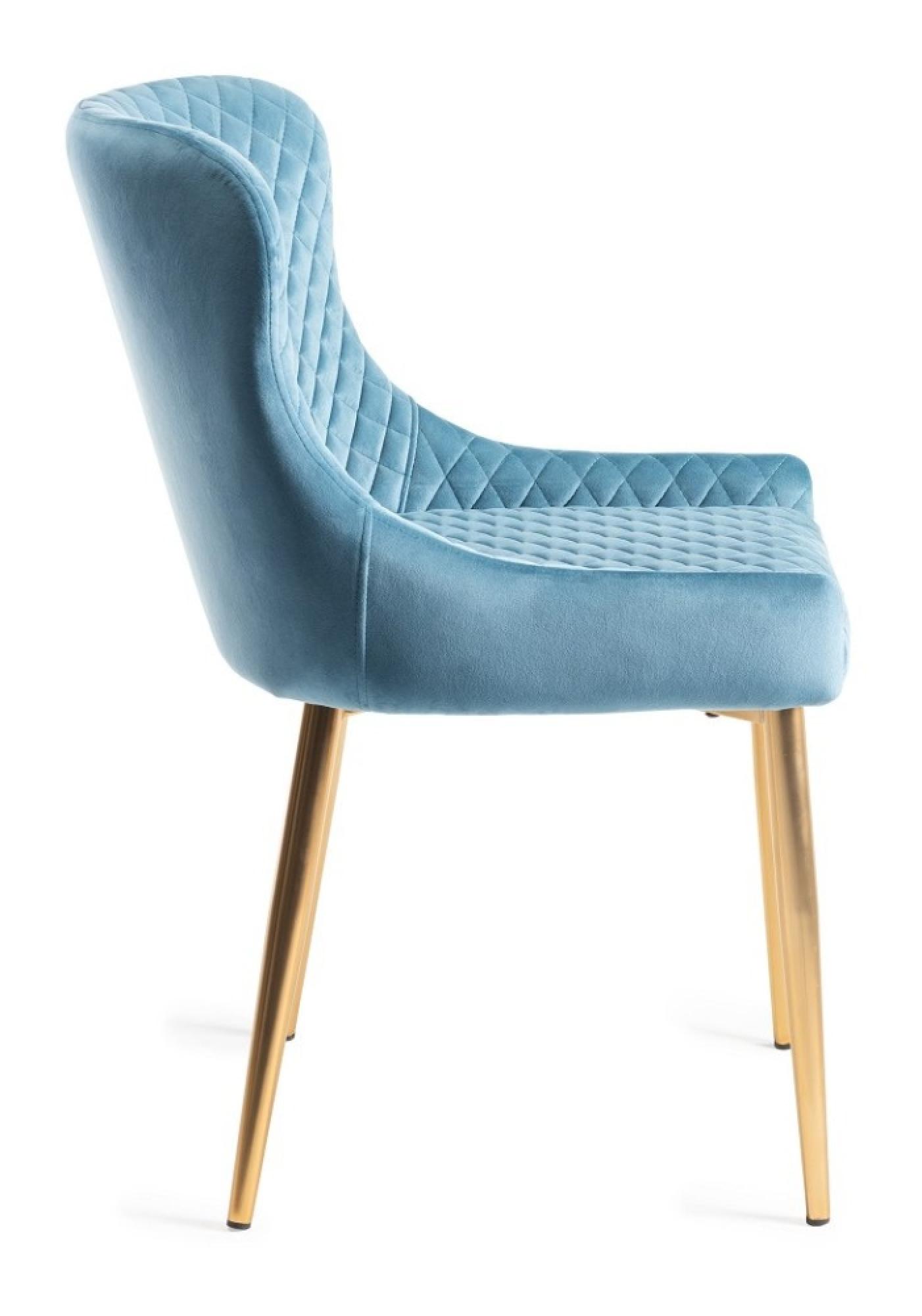 Product photograph of 2 X Bentley Designs Cezanne Petrol Blue Velvet Fabric Dining Chair With Gold Legs from Choice Furniture Superstore.