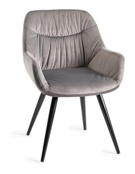 Product photograph of Bentley Designs Dali Grey Velvet Fabric Dining Chair With Black Legs Sold In Pairs from Choice Furniture Superstore.