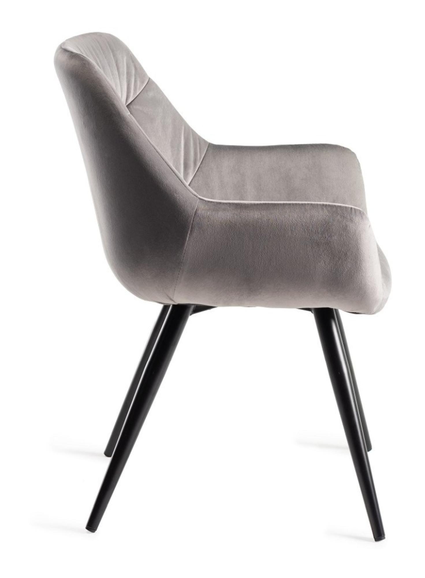 Product photograph of Bentley Designs Dali Grey Velvet Fabric Dining Chair With Black Legs Sold In Pairs from Choice Furniture Superstore.