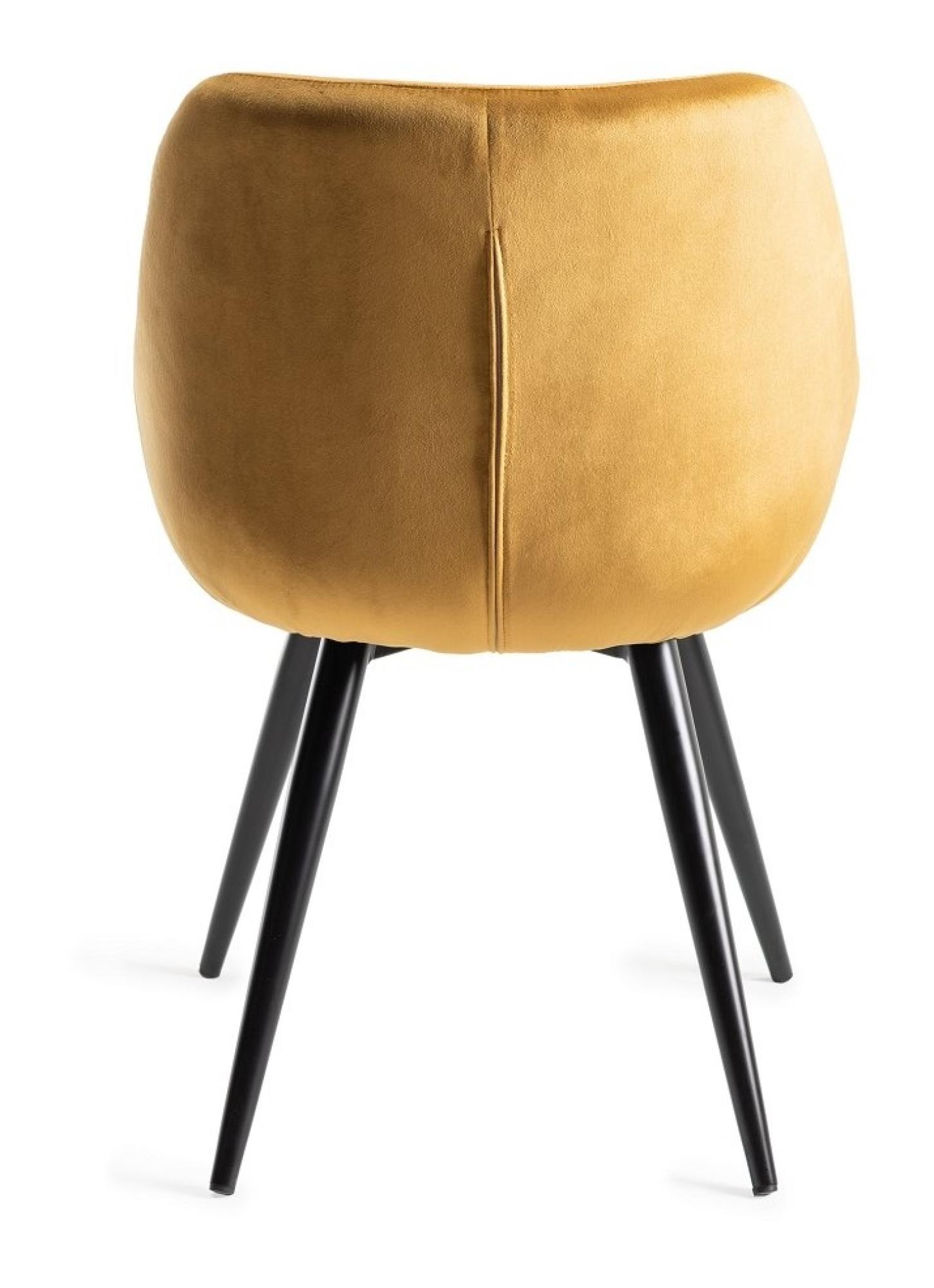 Product photograph of 2 X Bentley Designs Dali Mustard Velvet Fabric Dining Chair With Black Legs from Choice Furniture Superstore.