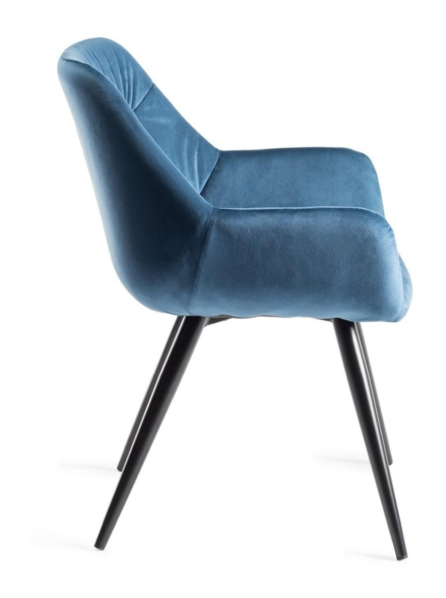 Product photograph of Bentley Designs Dali Petrol Blue Velvet Fabric Dining Chair With Black Legs Sold In Pairs from Choice Furniture Superstore.