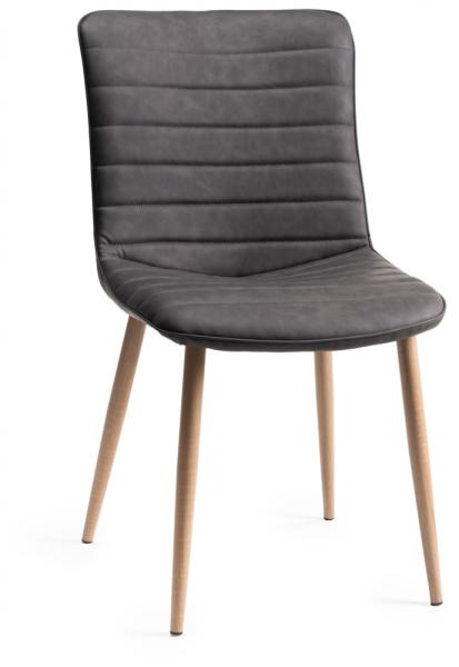 Product photograph of Bentley Designs Eriksen Dark Grey Faux Leather Dining Chair With Oak Effect Legs Sold In Pairs from Choice Furniture Superstore.
