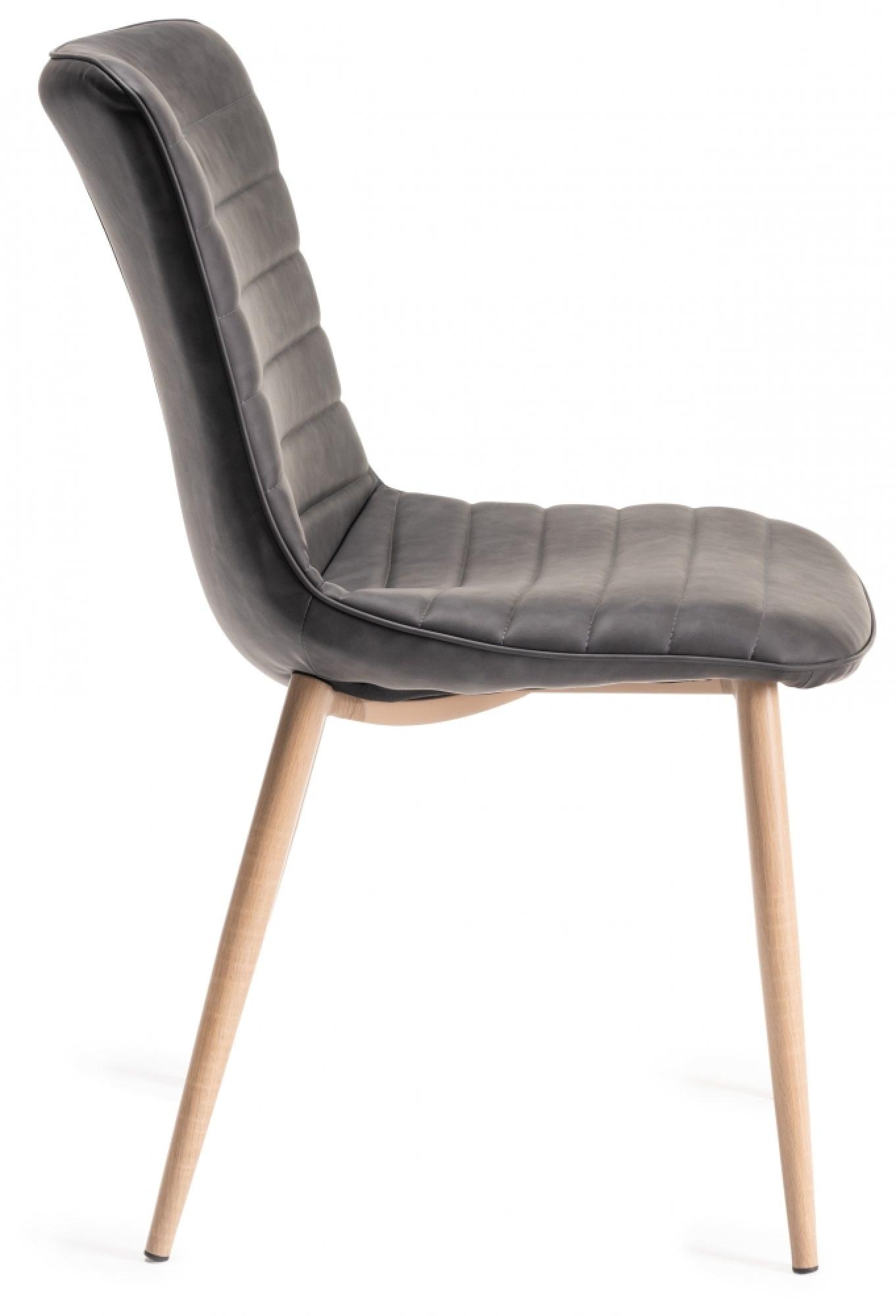 Product photograph of Bentley Designs Eriksen Dark Grey Faux Leather Dining Chair With Oak Effect Legs Sold In Pairs from Choice Furniture Superstore.