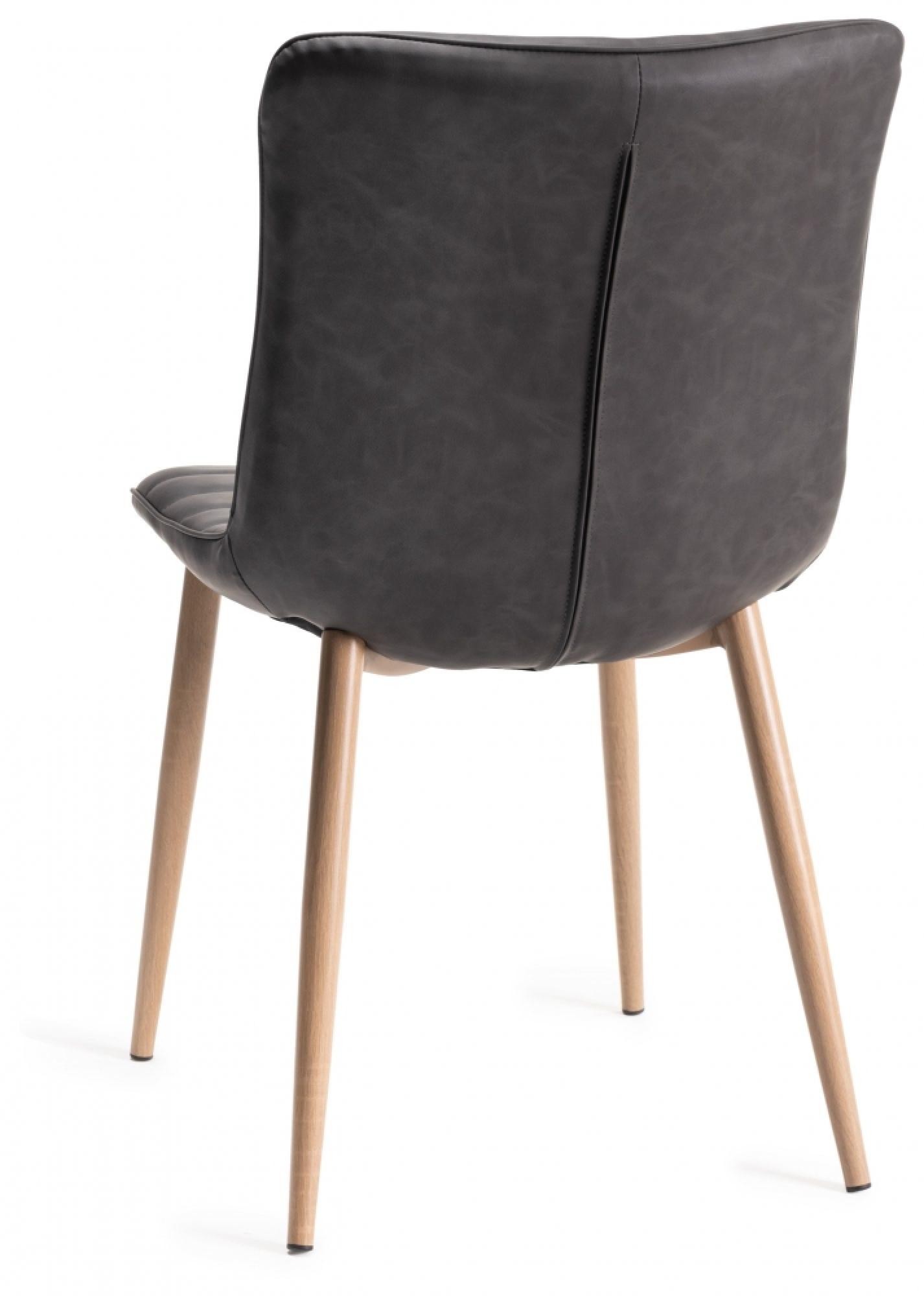 Product photograph of Bentley Designs Eriksen Dark Grey Faux Leather Dining Chair With Oak Effect Legs Sold In Pairs from Choice Furniture Superstore.