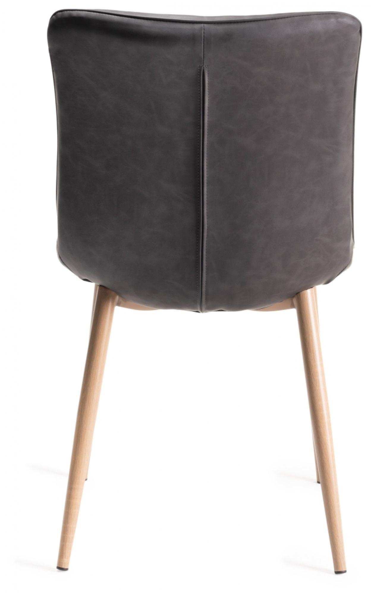 Product photograph of Bentley Designs Eriksen Dark Grey Faux Leather Dining Chair With Oak Effect Legs Sold In Pairs from Choice Furniture Superstore.