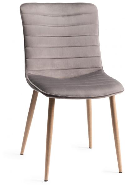 Product photograph of Bentley Designs Eriksen Grey Velvet Fabric Dining Chair With Oak Effect Legs Sold In Pairs from Choice Furniture Superstore.