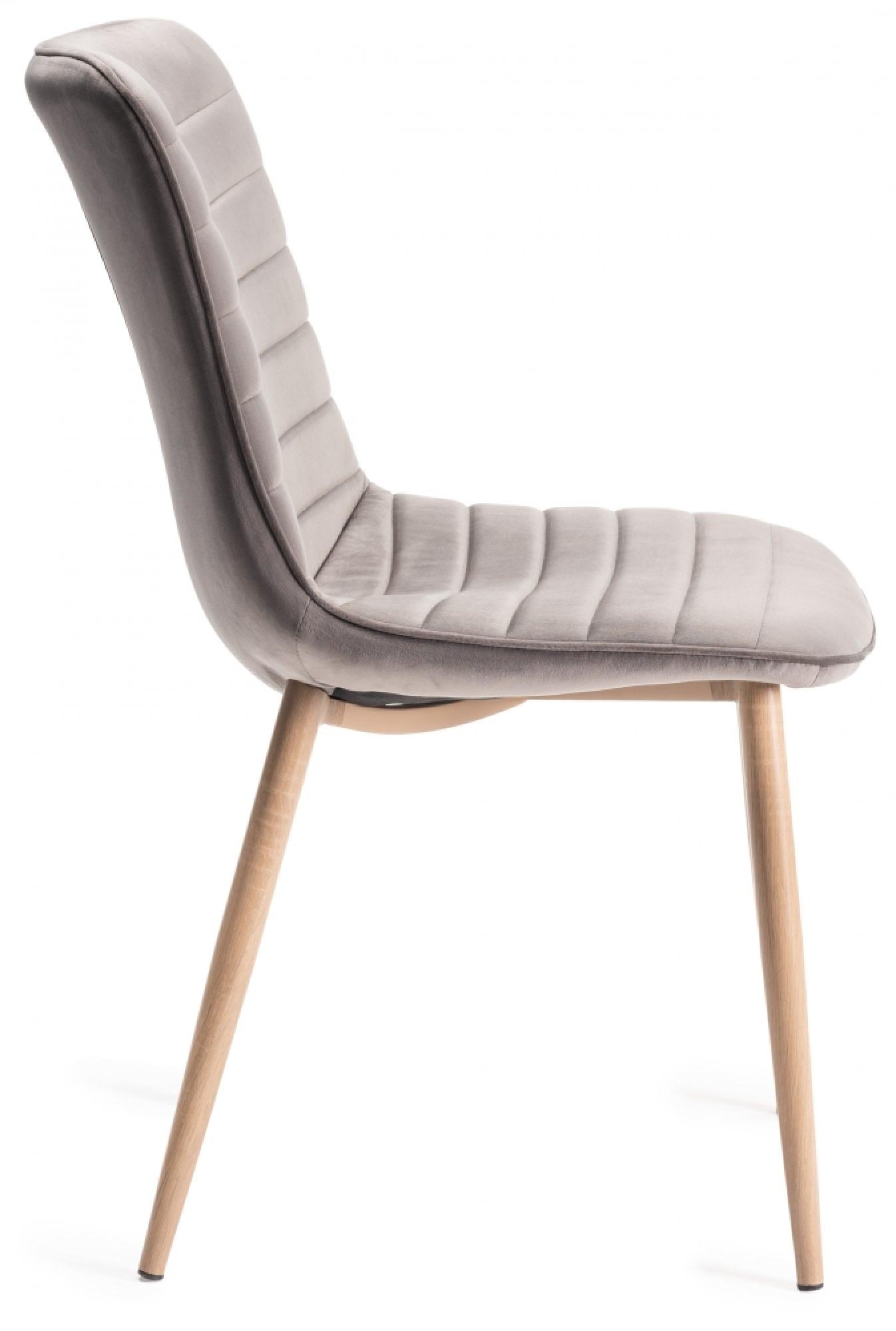 Product photograph of Bentley Designs Eriksen Grey Velvet Fabric Dining Chair With Oak Effect Legs Sold In Pairs from Choice Furniture Superstore.