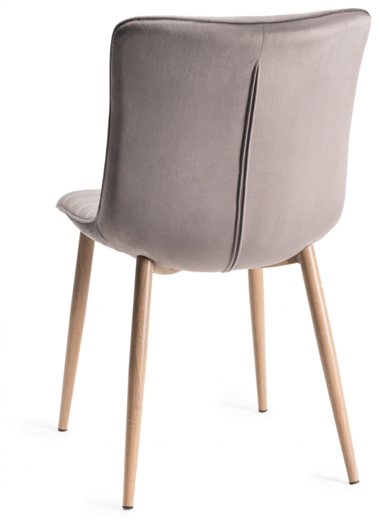 Product photograph of Bentley Designs Eriksen Grey Velvet Fabric Dining Chair With Oak Effect Legs Sold In Pairs from Choice Furniture Superstore.