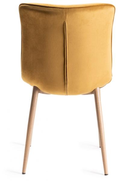 Product photograph of Bentley Designs Eriksen Mustard Velvet Fabric Dining Chair With Oak Effect Legs Sold In Pairs from Choice Furniture Superstore.